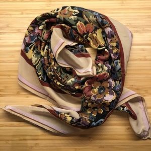 VINTAGE Bill Blass Floral Abstract Silk Scarf